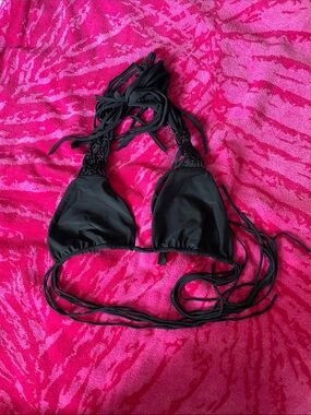ISO Black Macramé Triangle Bikini Bottom Women Swim NFS